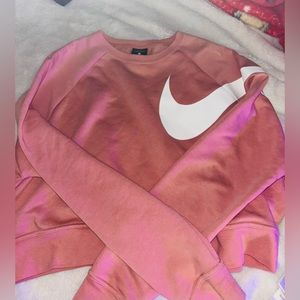 Pink Nike cropped sweatshirt